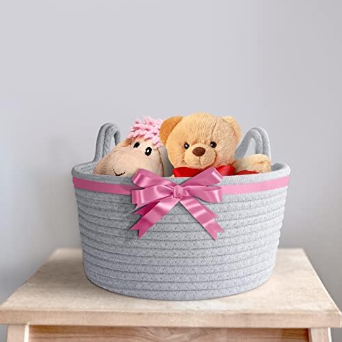 Large Cat Ears Toy Organizer, Woven Cotton Rope Basket, Decorative Nursery Bins & Boxes Gift Basket Empty for Baby Pet Toy Storage