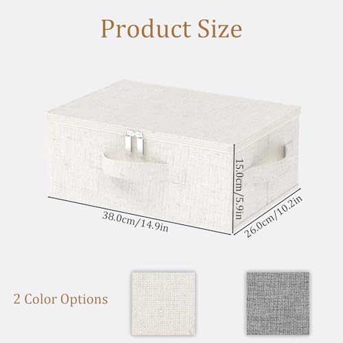 Underbed Storage Baskets with Lids,14.9x10.2x5.9in,Beige,1 Pack