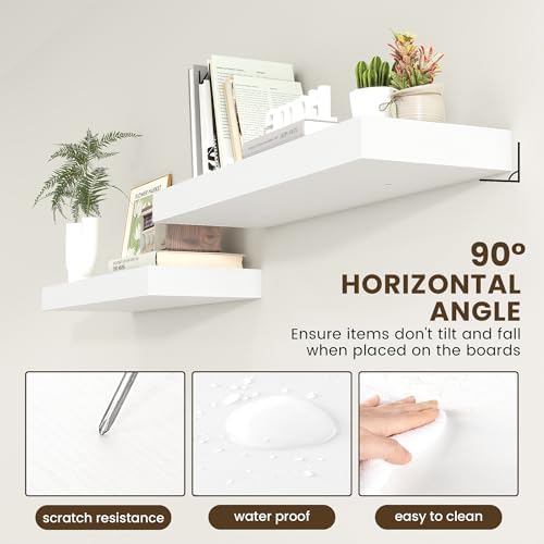 FLYJOE Deep Floating Shelves, 36'' x 12'' White Shelves for Wall Set of 1
