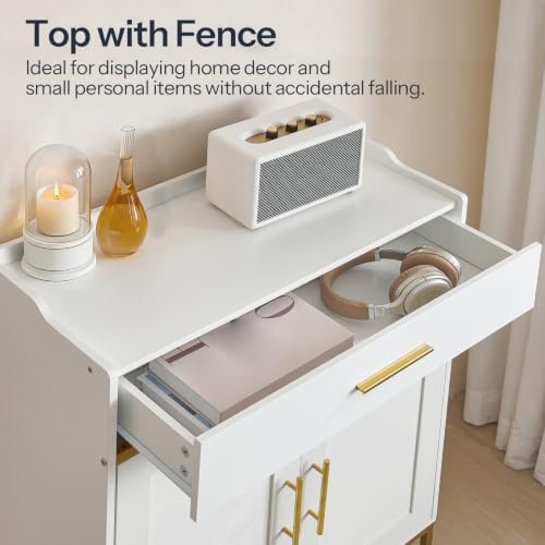 HOOBRO Shoe Storage Cabinet, 5-Tier Shoe Cabinet with Drawers, 36.6'' Tall Large Shoes Rack Organizer with Adjustable Shelves, Freestanding Wooden Shoes Cabinet Storage for Entryway, White DW14SC01