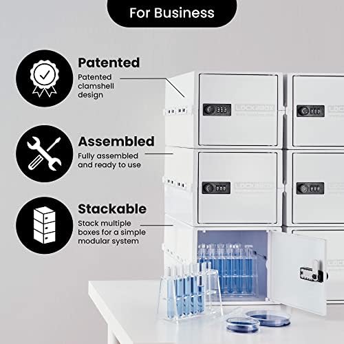 Lockabox One™ | Premium Lock Box | Medium Combination Lock Box For Food, Medicine & Home Safety | External Size 12 x 8 x 6.6 inches (Opal White)
