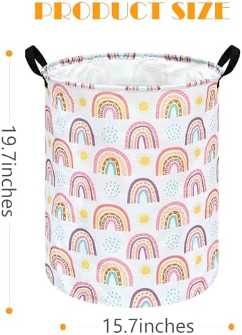 MAIZMZ Kids Rainbow Hamper Laundry Basket Storage Bins Gift Organizer Clothes Toy Box Large Canvas Collapsible Chest for Home/Dorm/Kitchen/Pet/Office/Closet/Shelf/Room Decor
