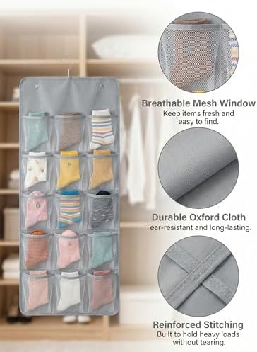 3-Pack Dual-Sided Hanging Underwear Organizer, Grey