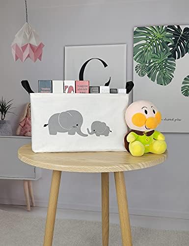 Collapsible Laundry Basket with Side Handles, Parent Child Elephant