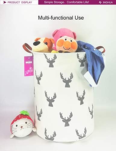 Laundry Hamper Large Canvas Fabric Storage Basket Grey deer