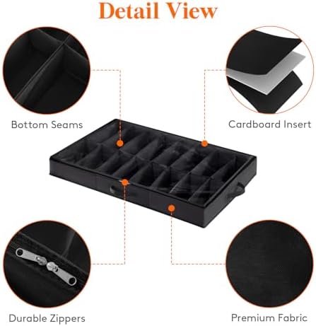 Lifewit Under Bed Shoe Storage Organizer 2 Pack(16 Shoes Cells), 4.3 Inches Profile Fabric Shoes Container Box with Clear Cover, Foldable Storage Bag with 2 Handles, Fits 16 to 32 Pairs