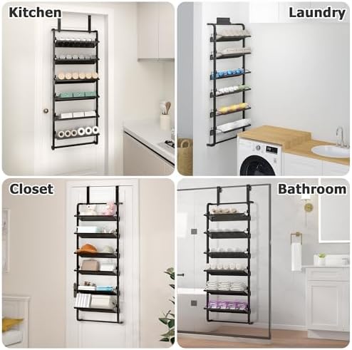BUKFEN 6-Tier Adjustable Metal Shoe Rack, Over Door & Wall Mount Organizer