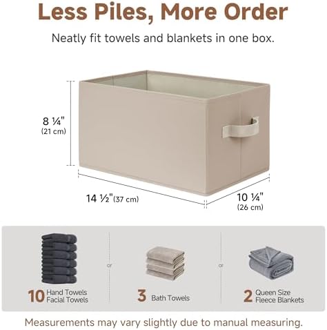 StorageWorks Closet Storage Bins, Light Brown, Large, 3-Pack | Closet Organizer Storage Baskets, Fabric Storage Bins for Shelves, Closet Organization, Organizer Bins