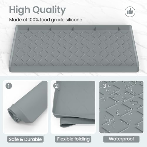 Mateeylife Under Sink Mat Kitchen Waterproof,Silicone Sink Tray 28"X19"