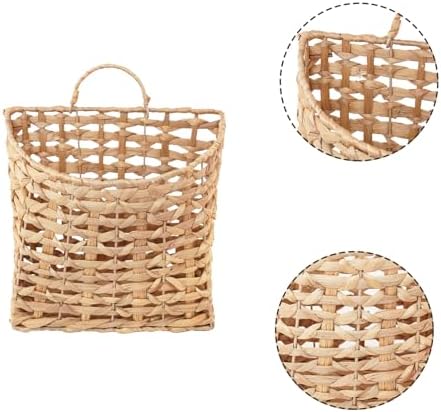 YRMT Wall Hanging Storage Basket Water Hyacinth Hanging Basket for Magazine, Mails, Files Organizing Door Entryway Basket Natural Large 12.4"x 6.5x 14.5 (Water Hyacinth)