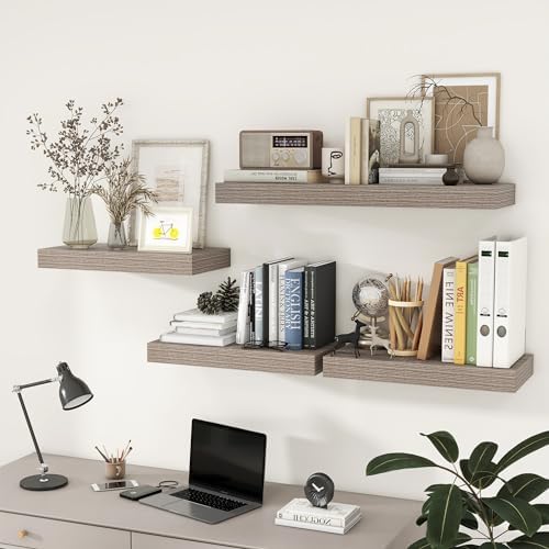 FLYJOE Deep Floating Shelves, 36'' x 12'' Grey Shelves for Wall Set of 2