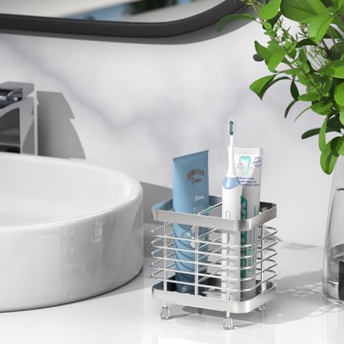 Luxspire Toothbrush Holders for Bathroom, Stainless Steel, 2 Slots, Silver