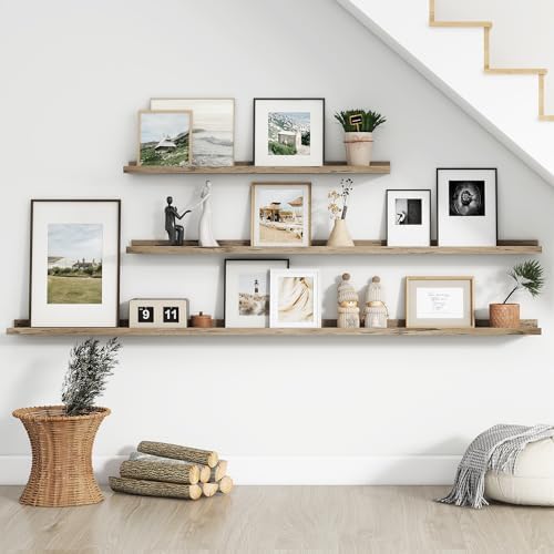 FLYJOE Floating Picture Ledge Shelves for Wall Set of 4, 72 Inch Wall Shelves with Lip Long Large Nursery Book Shelf for Toys Storage Kids Bookshelf Wall Mounted Living Room Bedroom Decor Frames
