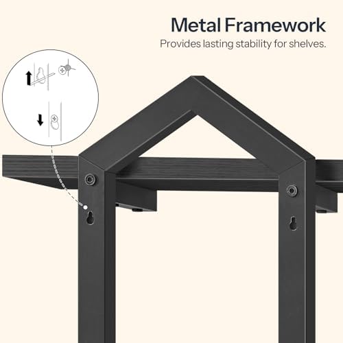 HOOBRO Floating Shelves for Wall, Set of 2 Wall Shelf, 15" Hanging Shelves | 2-Tier Wall Mounted Storage Shelves, for Living Room Bedroom Kitchen Office Study Bathroom Wall Decor, Black