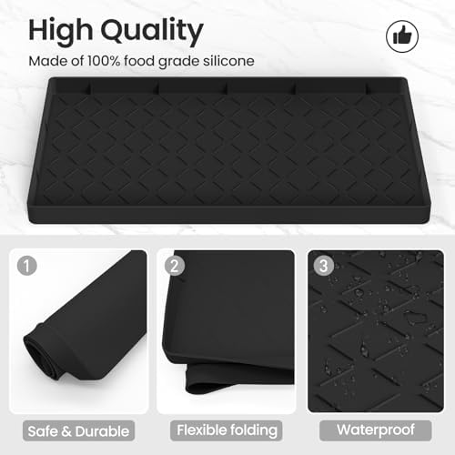Mateeylife Under Sink Mat Kitchen Waterproof,Silicone Sink Tray 28"X19"
