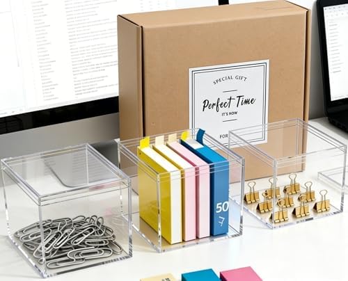 KissYou Acrylic Box Clear Box with Lid Acrylic Square Cube,24 Pack Small Plastic Storage Box Birthday Wedding Graduation Party Decoration