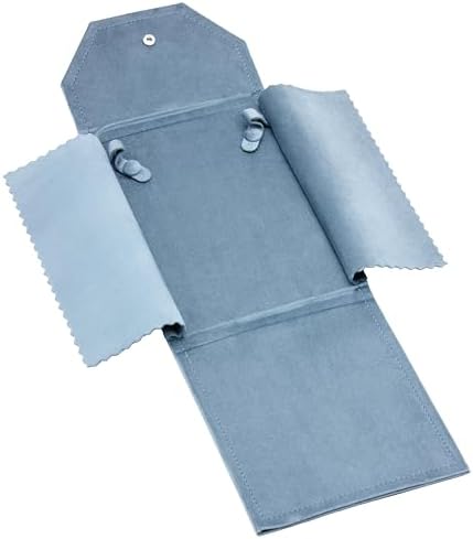 Velvet Necklace Jewelry Travel Folder Storage Display Case (Light Ocean Blue)