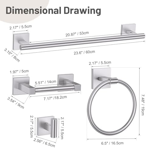 Lairuier Brushed Nickel Bathroom Accessories, Towel Bar Set Wall Mounted