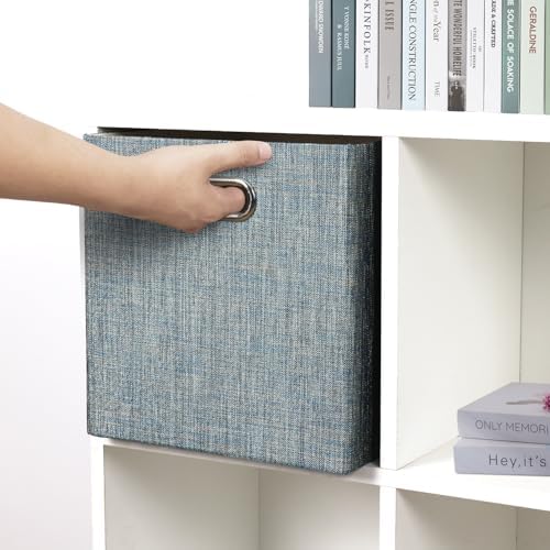 Posprica Storage Boxes, Foldable Organiser Cube Basket Bin, Thick and Heavy Duty (28×28×28cm/4pcs, Teal)