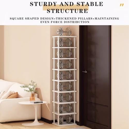 SAN HE Bamboo Shoe Rack 17 Tier- Vertical Shoe Rack for Small Spaces, Tall Narrow Shoe Rack Organizer for Closet Entryway Corner Garage and Bedroom,Skinny Shoe Shelf with Free Stackable DIY