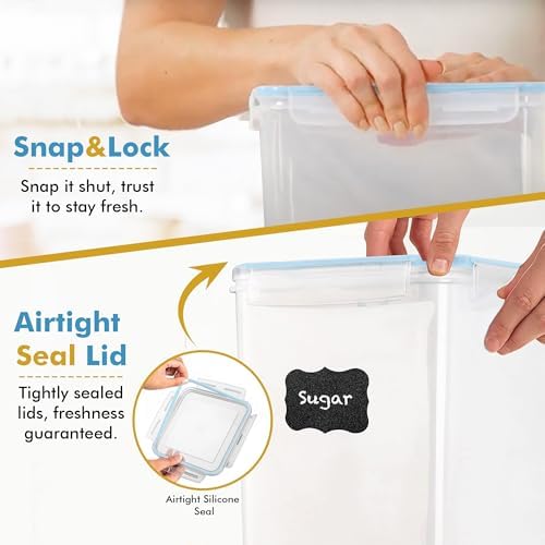 Shazo 2 PC (9.5L | 321 Oz) Extra Large Bulk Food Storage Containers with Airtight Lids for Flour, Sugar, Rice, Cereal & Pasta - Leakproof, BPA-Free Plastic Canisters for Kitchen & Pantry Organization