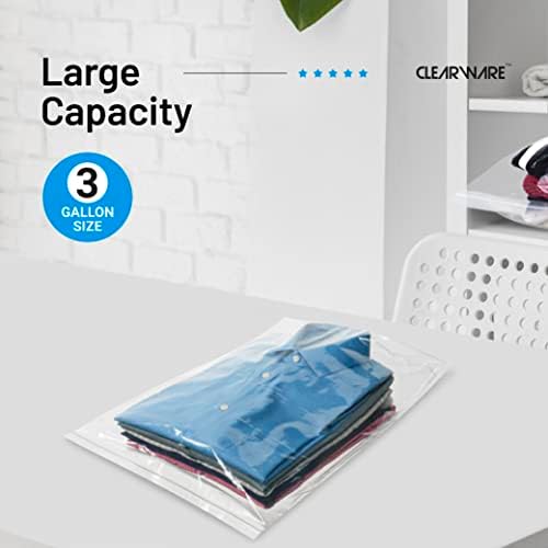 Large Storage Bags With Zipper Top - 3 Gallon Size, 16" x 18", Extra Large Plastic for Clothes, Travel, Moving, Large Reusable freezer bags, BPA-Free, 2-mil Thick (X-Large, 50, Count)