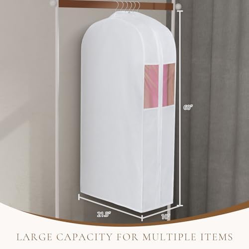 Univivi 60 Inch Cotton Garment Bag for Fur Coat 4 Pack, White