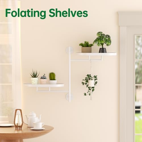 Rotating Window Shelves for Multiple Plants Indoor,2-tier Metal Corner White Plant Stand Holder Floating Hanger Shelf for Wall,Windows Sill Gifts for Planter Lover to Enhance Home Decor