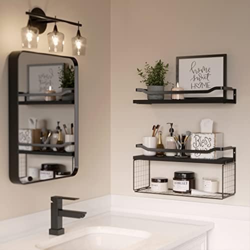 WOPITUES Bathroom Shelves Over Toilet with Protective Metal Guardrail