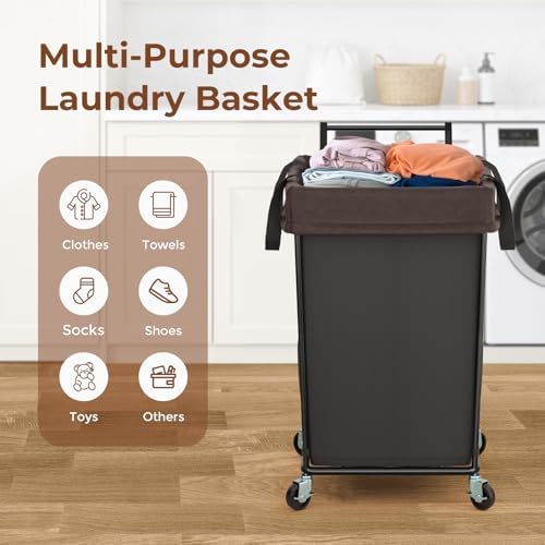 160L Rolling Laundry Hamper with Wheels and Handle, Rolling Laundry Basket