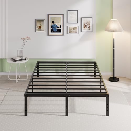 EMODA 18 Inch Tall Full Size Bed Frame with Large Storage Space, Easy Assembly