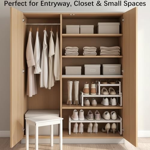 Expandable Shoe Rack, Closet Shoe Organizer, 7" High, 15"-24"