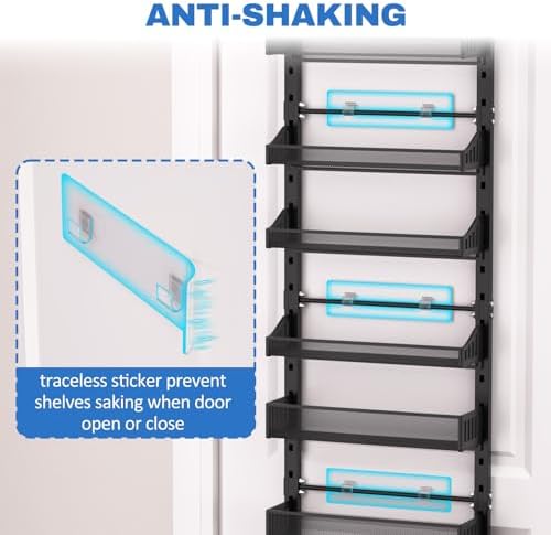 coobest 8-Tier Over the door Spice Rack Organizer, Large Heavy Duty Metal Wall Mount or Over The Door, 2 in 1 Rust-Proof Hanging Storage Shelf for Kitchen Pantry, Bathroom, Laundry Room, Closet