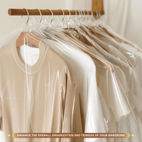 100 Pack Clear Garment Bags for Clothes, Gretchin,(Set of 100, 60x90cm), Plastic Garment Bags Dry Cleaner Bags Plastic Clear Dry Cleaning Bags for Hanging Clothes Storage