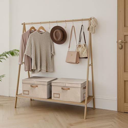StorageWorks Large Decorative Storage Boxes with Lids, Light Brown