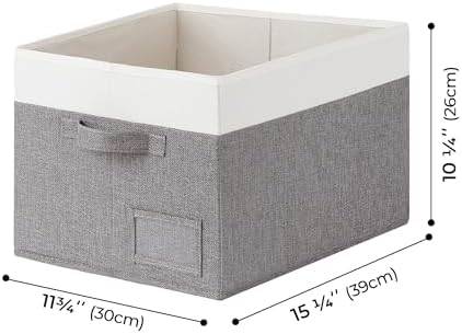GRANNY SAYS Closet Storage Bins with Label, Gray&White, Large, 3-Pack