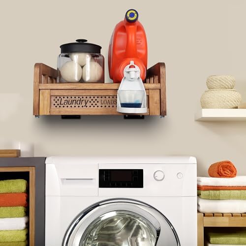 Wooden Wall Mount Laundry Detergent Holder, Nut Brown