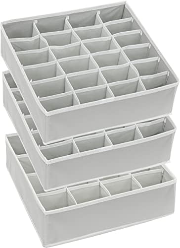 Simple Houseware Sock Drawer Organizer, 3 Pack, Gray