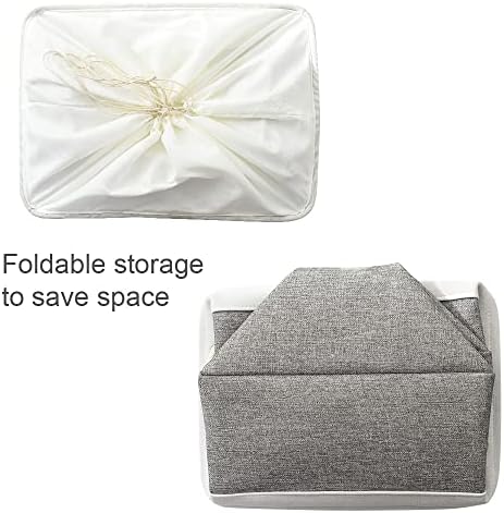 TheWarmHome Storage Baskets for Organizing, X Large - 3 Pack 17.7L×13.8W×9.8H in Foldable Storage Bins for Shelves, Fabric Storage Box for Closet Nursery Toy Gift (White & Grey)