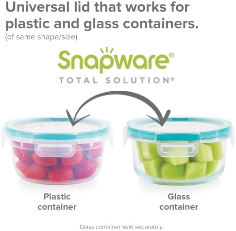 Snapware Plastic Total Solution 2-Pack (4 Cup) Food Storage Containers | Meal prep containers with plastic BPA-free lids with 4 locking tabs, microwave, dishwasher, & freezer safe