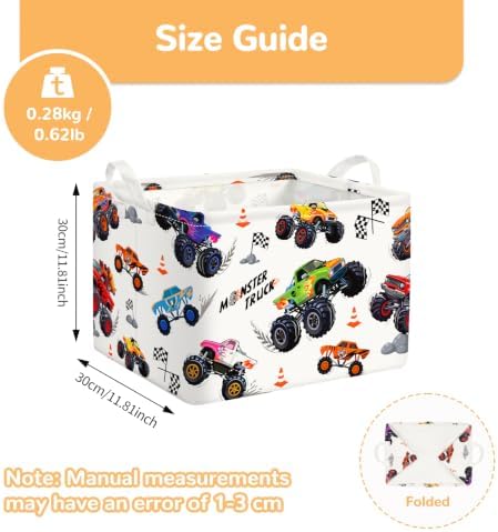 Kids Basket with Handles, Storage Toy Box for Boys, Truck