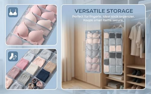 3-Pack Dual-Sided Hanging Underwear Organizer, Cream-coloured