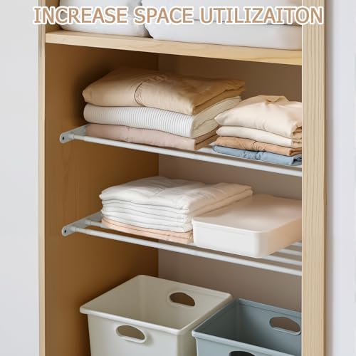 Expandable Closet Shelf, Adjustable Storage Rack, Closet Rod 16.8-27.5"