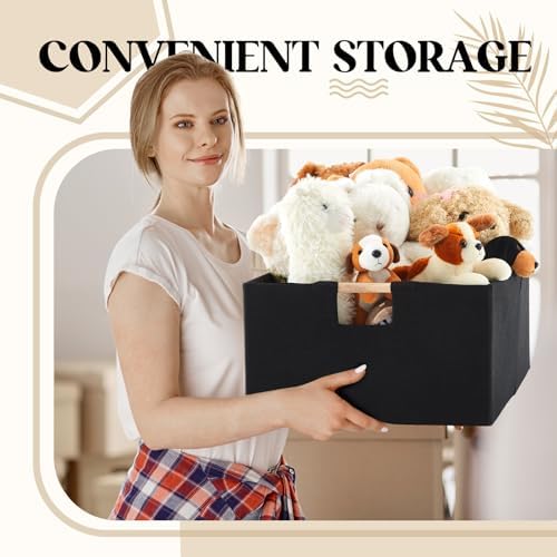 3 Pack Fabric Storage Bins for Closet Shelves, 16.5 x 12.2 x 6.7 Inch