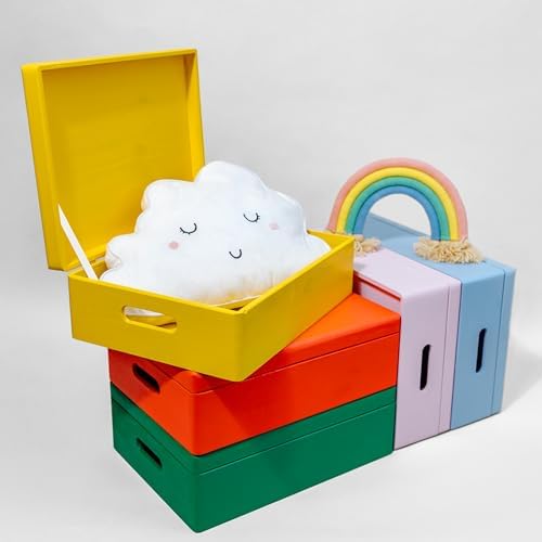 Creative Deco XL Pink Wooden Box Storage with Hinged Lid