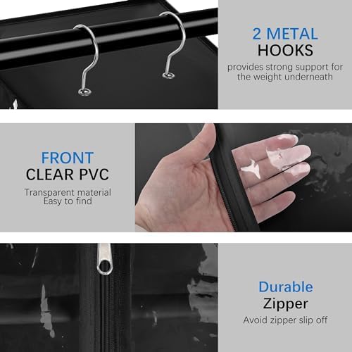 Libeder Hanging Closet Organizer, 8-Shelf Wardrobe Clothes Storage Organizer with Zipper,Hanging Shelves for Sweater,Shoes,Purse,Hats,Black