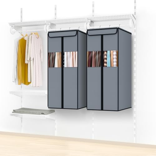 Zilink Suit Garment Bags for Closet Clear Garment Storage 40 in, Grey