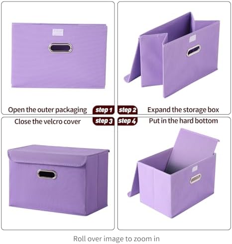 STOREONE Fabric Storage Cube Bins Foldable Organizer Container Collapsible Basket with Lids and Metal Handles, for Home, Bedroom, Closet 6 Pcs (multicolour)