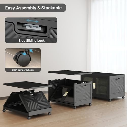 272QT Stackable Storage Bins with Lids, 68Gal Foldable Storage Cabinets