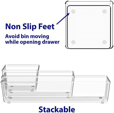 Simple Houseware 30 PCS Clear Plastic Drawer Organizers Set, 5-Size
